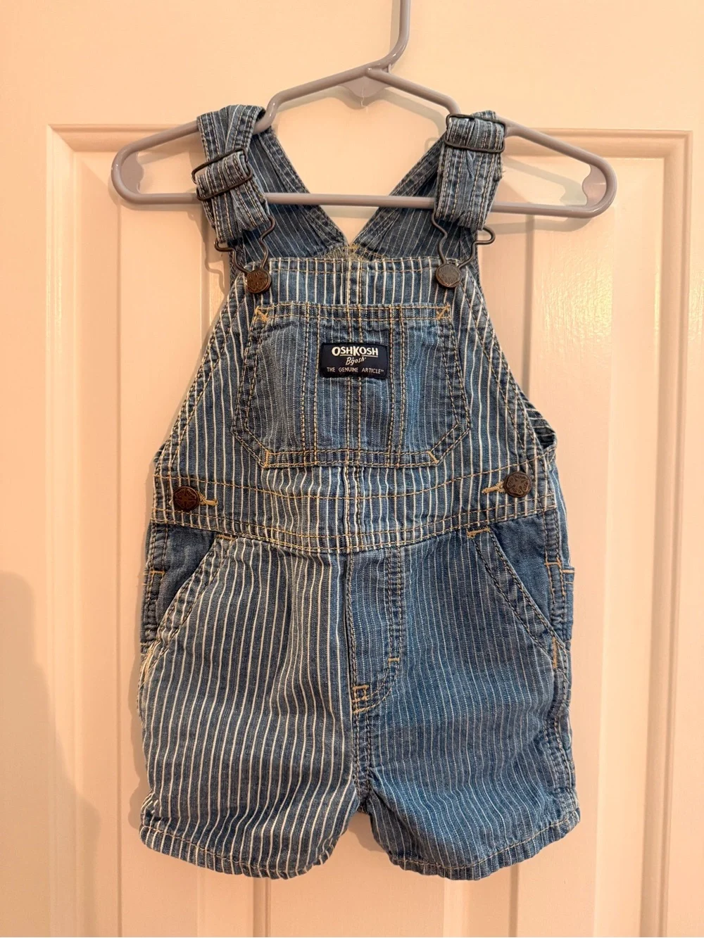 OshKosh B'gosh Blue Striped Denim Shortalls